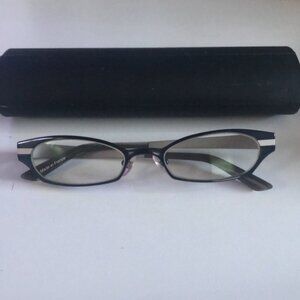 Prodesign Denmark Small Rectangular Eyeglasses Frame Navy Silver